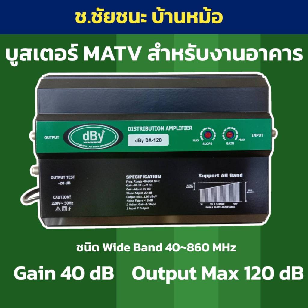 Booster ขยายสัญญาณทีวี RF รุ่น DBY DA-120 สำหรับระบบอาคาร หอพัก โรงแรม
