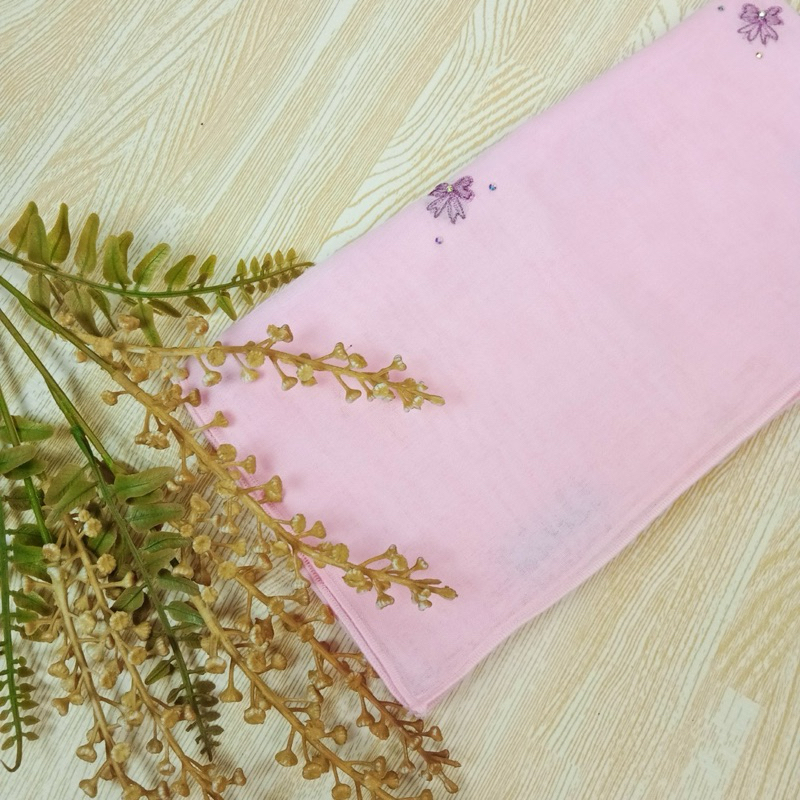 🌱[ บาวา RoseGold ] ปักโบว์ ติดเพชร หลาสกรู Bawal sulam minimal Bidang45