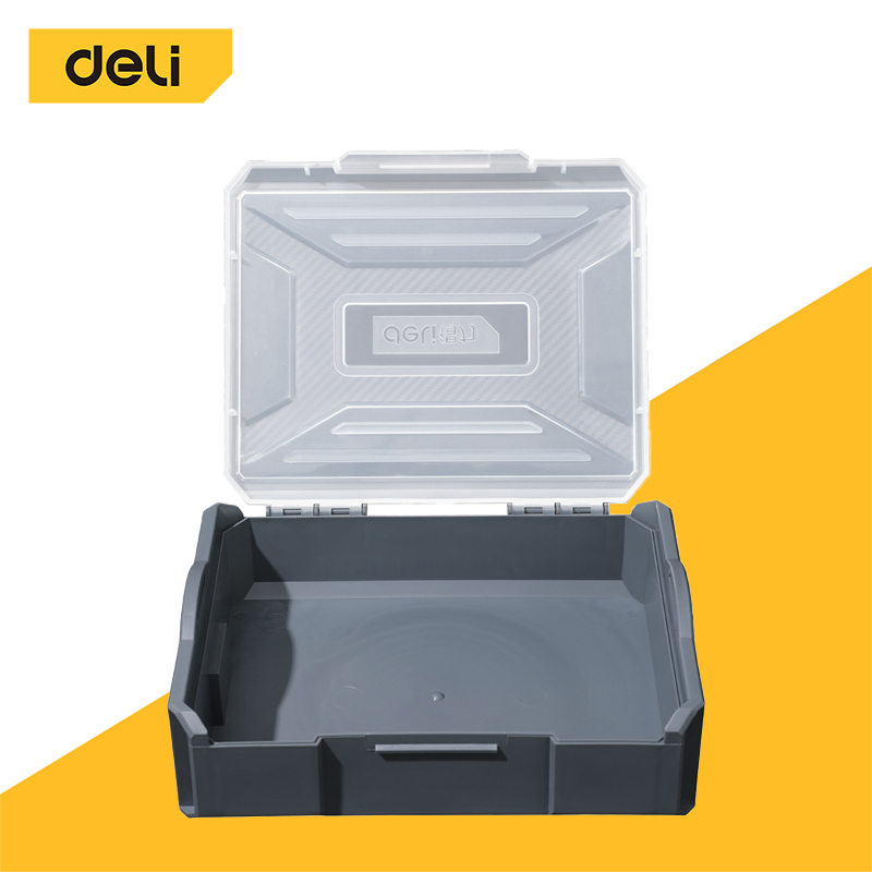 Deli กล่องเก็บอุปกรณ์ช่าง ใส่น็อต เก็บอะไหล่ ใส่เครื่องมือ พลาสติก ทนทาน สลักเกลียว ซ้อนได้ Tool Box
