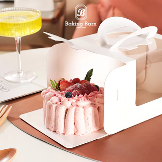 Baking Barn Cake box กล่องเค้ก (10 ใบ/แพค) กล่องขนม เค้กใส่เค้ก หูหิ้ว ใส่ขนม ฐานรองสีขาว