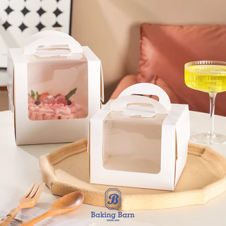 Baking Barn Cake box กล่องเค้ก (10 ใบ/แพค) กล่องขนม เค้กใส่เค้ก หูหิ้ว ใส่ขนม ฐานรองสีขาว
