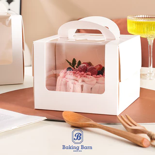 Baking Barn Cake box กล่องเค้ก (10 ใบ/แพค) กล่องขนม เค้กใส่เค้ก หูหิ้ว ใส่ขนม ฐานรองสีขาว
