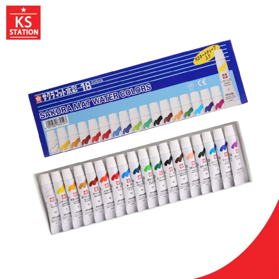 Sakura (ซากุระ) สีน้ำ สีหลอด รุ่น หลอดลามิเนต แบบ 12,15,18,24 สี ขนาด 5ml สีสวย สดใส ระบายง่าย สีน้ำ