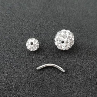 จิวสะดือ Crystal Balls Body Piercing Jewelry Belly Bar Navel Ring Stainless Steel Belly Button Ring