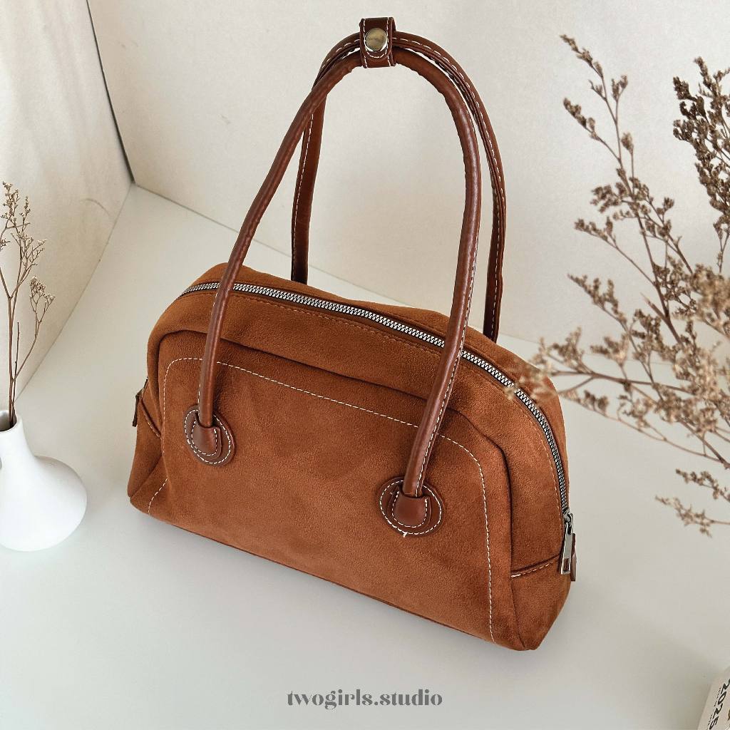 Kanna Boston bag กระเป๋าสะพายหนังกลับ พร้อมส่ง