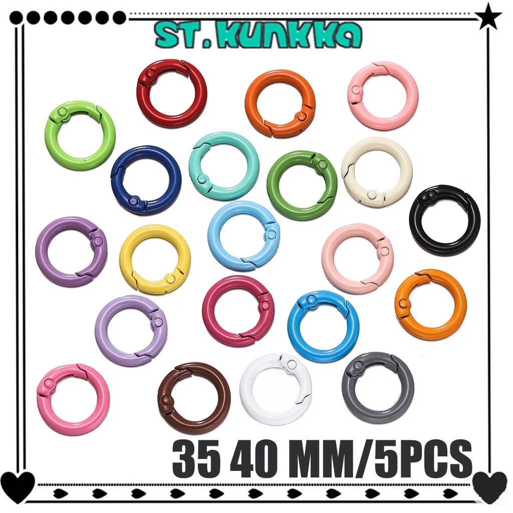 St.kunkka 5ชิ้น โลหะผสมสังกะสี คล้องพวงกุญแจ ห่วงกลมขนาด สีแคนดี้