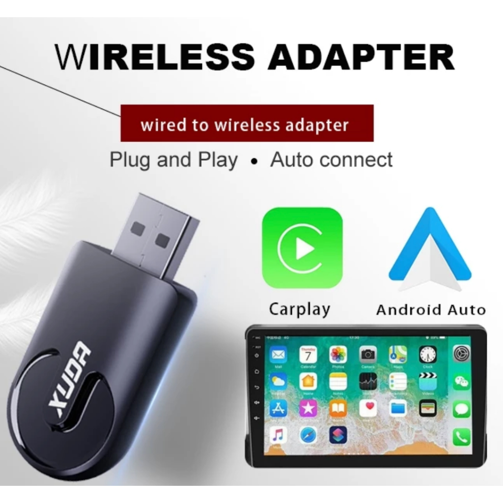 Xuda Wireless Carplay Adapter ไร้สาย Android auto แบบใช้สาย เป็นไร้สาย USB ดองเกิล Plug and Play Wir