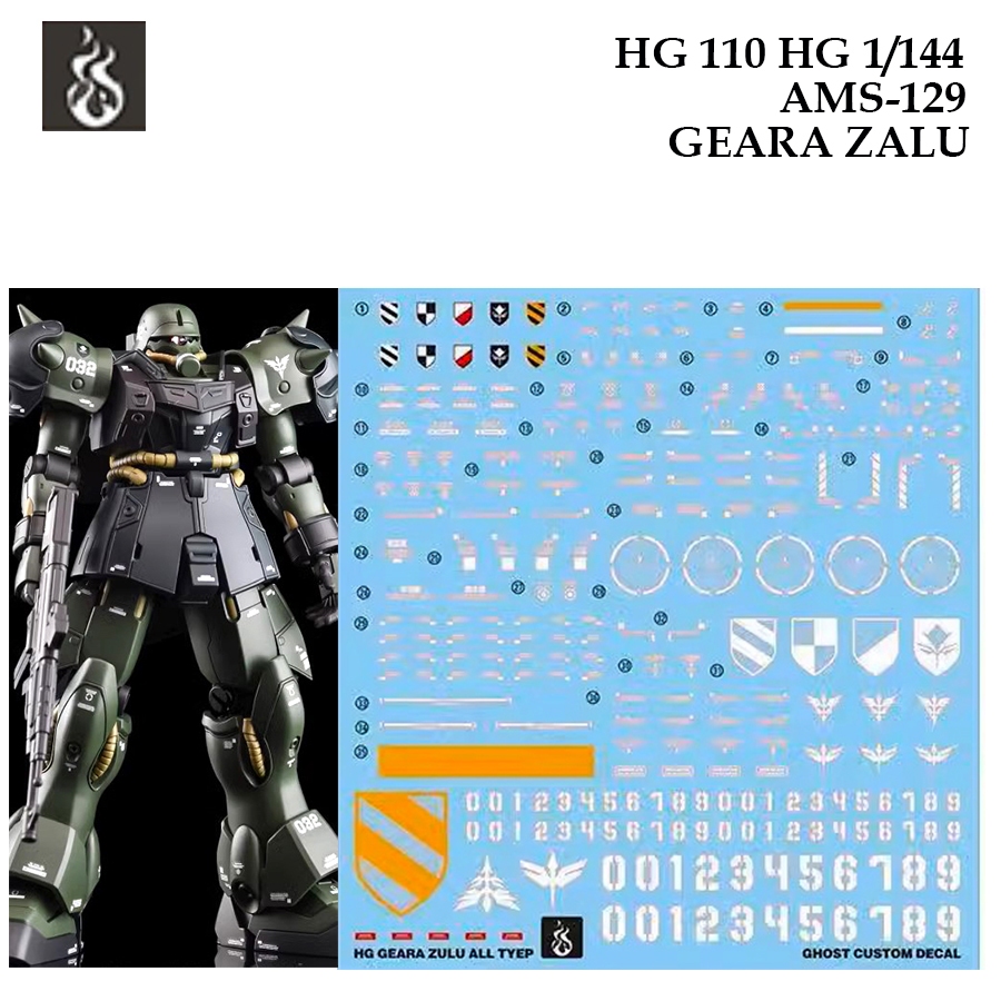 ดีคอลน้ำ [GHOST] HG 110 s HG 1/144 AMS 129 GEARA ZALU GUNDAM WATER SLIDE DECAL HG110