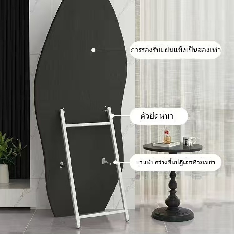 กระจกเต็มตัว 120-170 จัดส่งที่รวดเร็ว ห้องนั่งเล่น ตัวยึดสายรัดแบบไม่เจาะรู กระจก HD ความคุ้มครองความเสียหาย