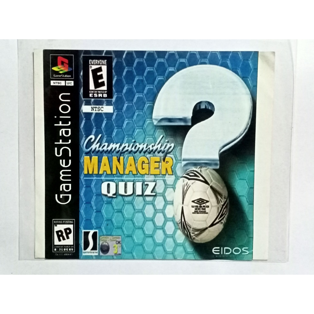 แผ่นปั๊ม PS1 Championship MANAGER QUIZ (ของมือสอง)