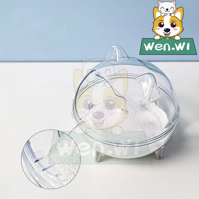 wen.W1 หนูแฮมสเตอร์เมาส์สีทองห้องน้ำขนาดเล็กกระติกน้ำห้องน้ำอ่างอาบน้ำป้องกันการหกเลอะเทอะอาบน้ำ