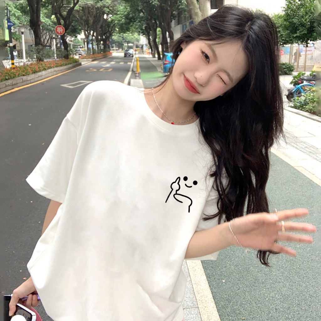 Basi  เสื้อขาว เสื้อยืด oversize เสื้อตลก เสื้อน่ารัก ผ้าคอตตอน 100% เนื้อผ้าเกรดพรีเมียม คอกลม ใส่สบาย ราคา ถูกที่สุด ดีลบีเคเค แกลเลอรีภาพที่ 5