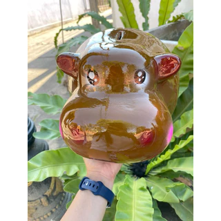 กระปุกออมสินน้องหมูเด้ง(ฮิปโปแคะ)มีให้เลือก2ขนาด แตกเสียหายเปลี่ยนชิ้นใหม่ฟรี