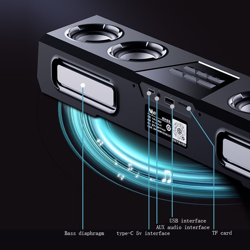 ลำโพงบลูทูธไร้สาย RGB ชาร์จใหม่ได้ HIFI เสียงเซอร์ราวด์ แถบเสียงซับวูฟเฟอร์ เหมาะสำหรับคอมพิวเตอร์แล็ปท็อป TV