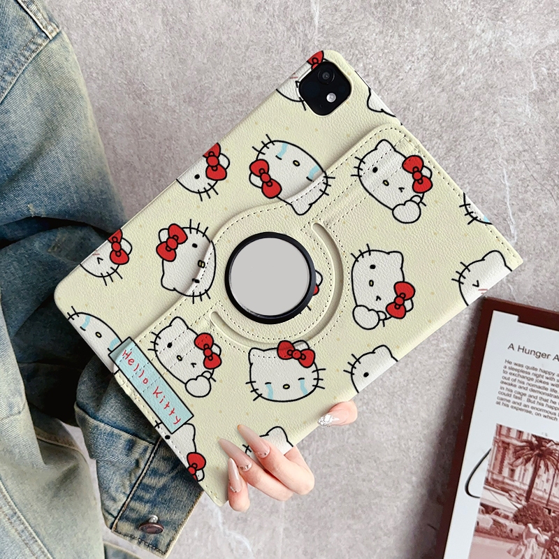 24 ชั่วโมง เคสป้องกัน iPad หมุนได้ 360°hello kitty-yellow เหมาะสำหรับรุ่น gen7/8/9 Air4/5/6 pro11