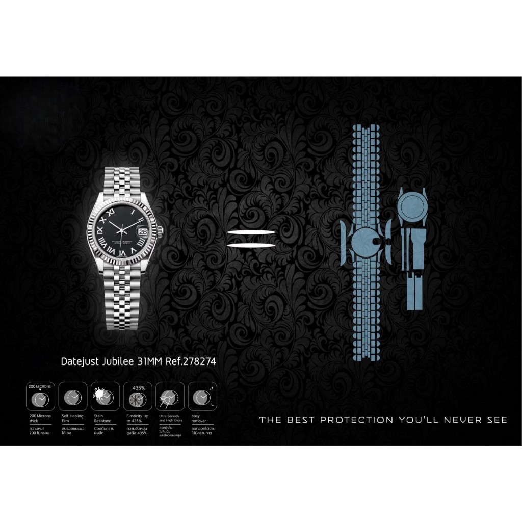 ฟิล์มกันรอยนาฬิกา Protection Film สำหรับ แบรนด์ Rolex Datejust Jubilee 31MM Ref.278274
