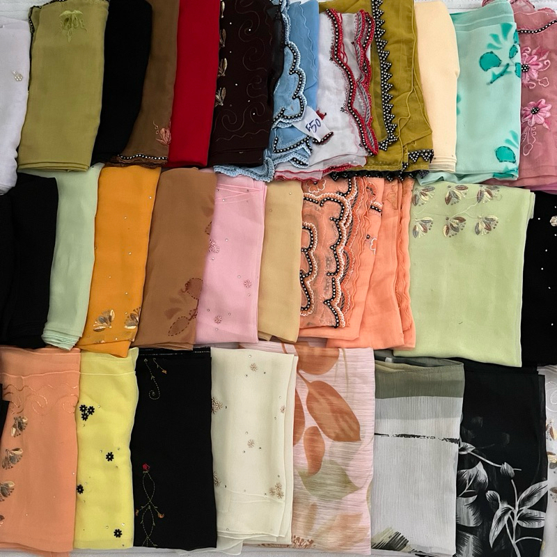 🔥FLASH SALE 🔥 ผ้าคลุมบาวาสามเหลี่ยม หลาสกู จัดทรงง่าย ถูกสุด