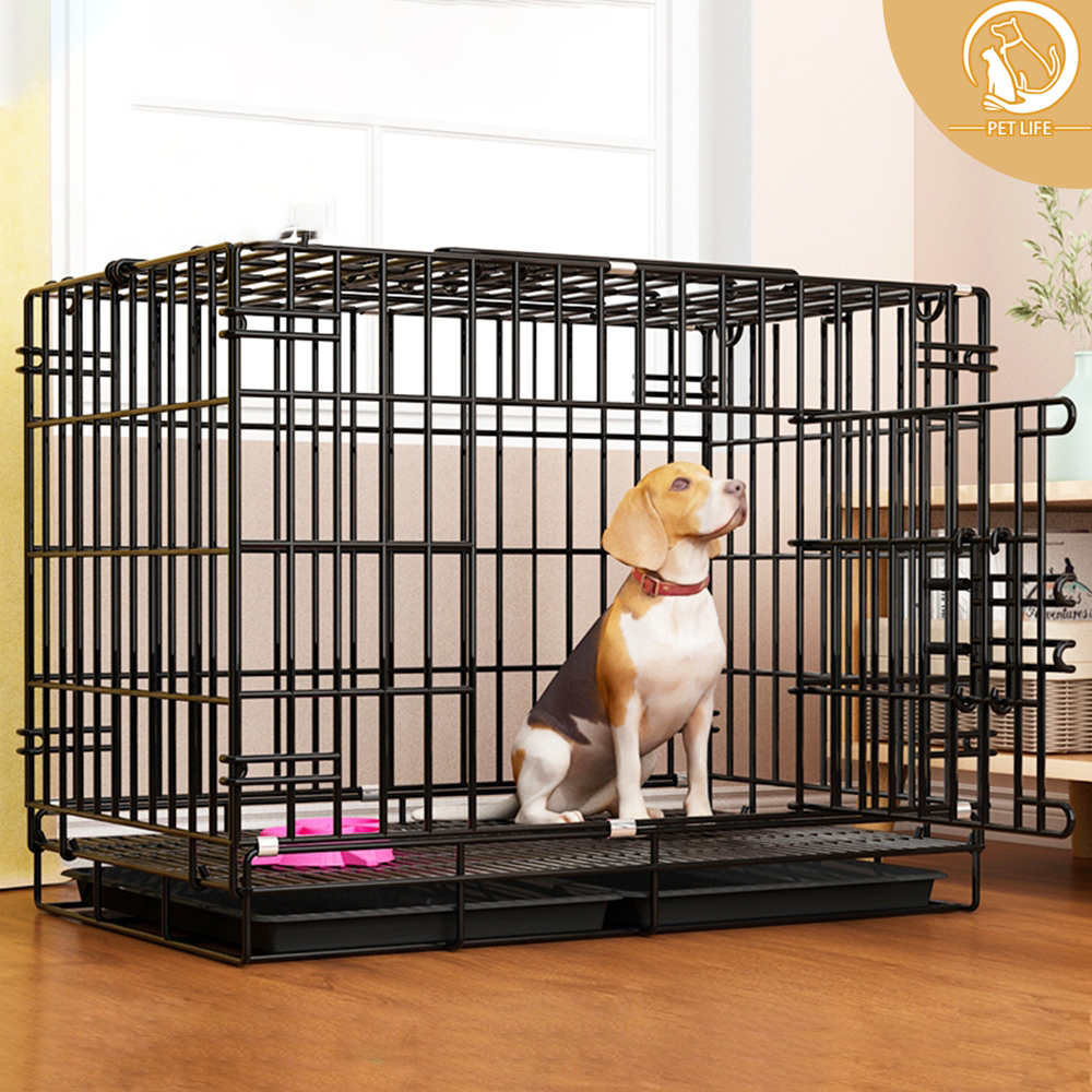 PET LIFEกรงหมาพับได้ กรงสุนัข กรงสัตว์เลี้ยง กรงกระต่าย กรงแมว กรงสัตว์เลี้ยงพับได้ พื้นที่ขนาดใหญ่พิเศษ 【เหล็กหนาพิเศษ】