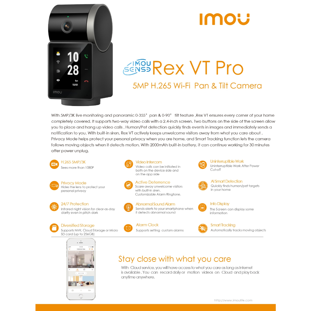 IMOU REX VT PRO 5MP กล้องวงจรปิด มีไมค์และลำโพงในตัว มีแบตเตอรี่ในตัว เคลื่อนย้ายได้โดยไม่พลาดการเชื่อมต่อ ประกัน 2 ปี