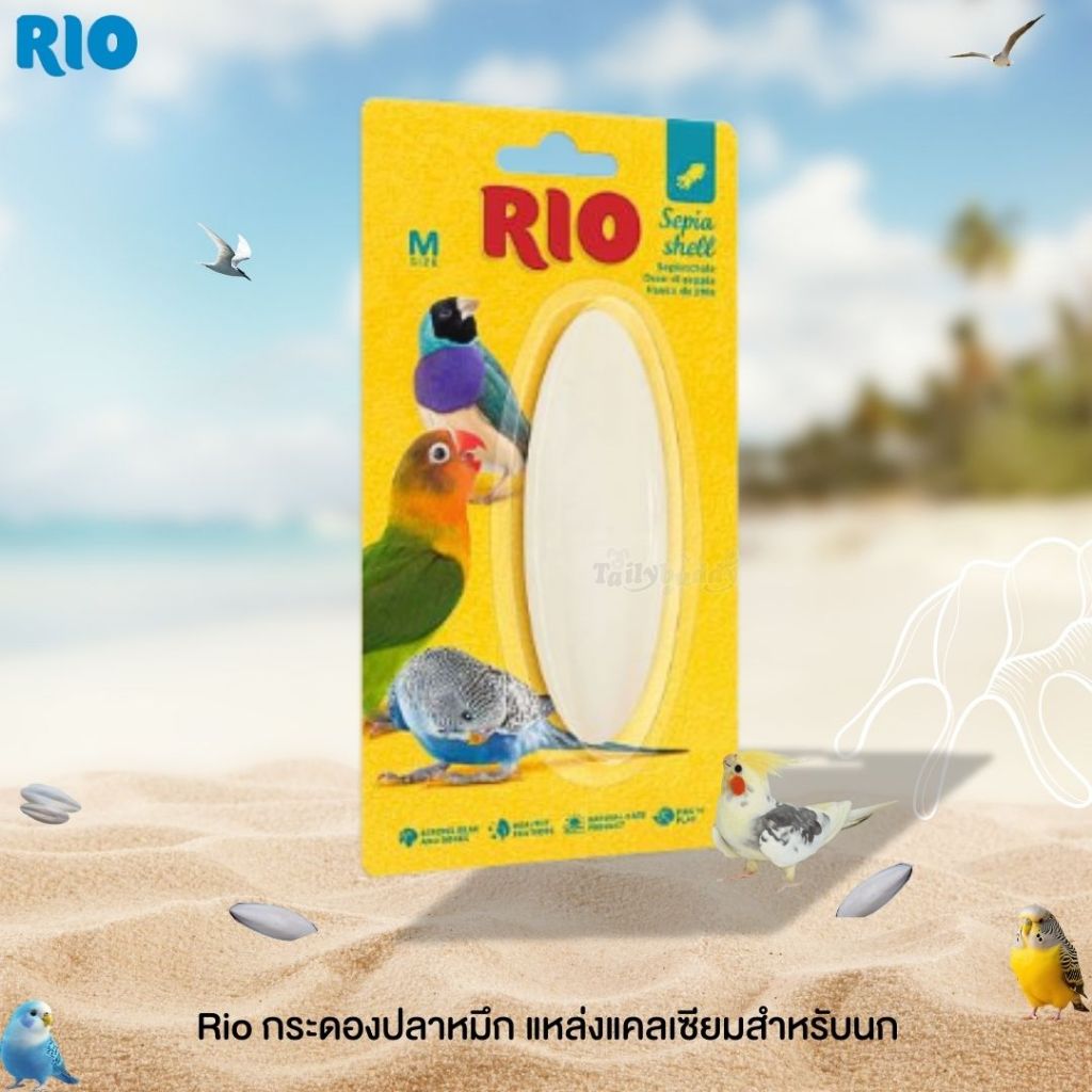 Rio Sepia Shell (Size M)กระดองปลาหมึก ขนมเสริมแคลเซียมและแร่ธาตุ สำหรับนก ช่วยให้แข็งแรงของปาก กระดูก และขน จากธรรมชาติ