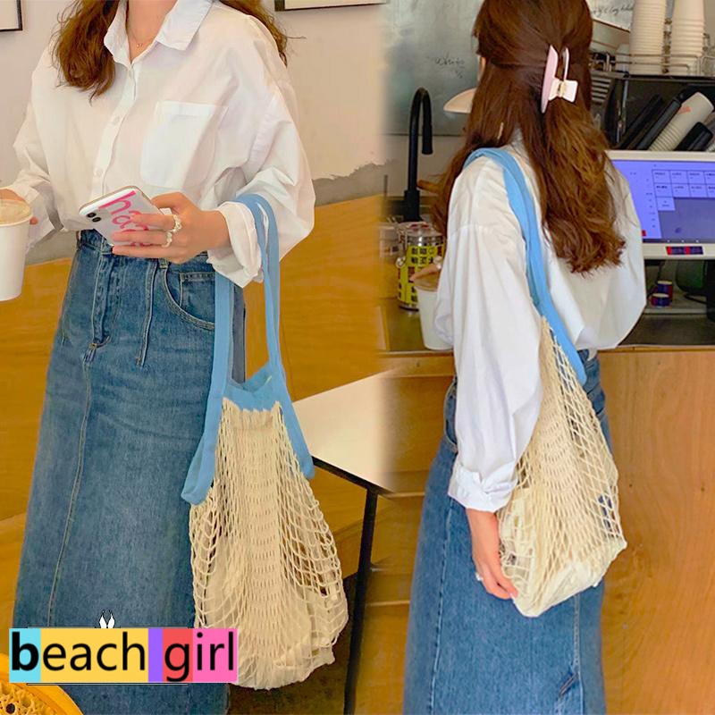 👙beachgirl👙กระเป๋าไปทะเล กระเป๋าสะพายไหล่ทอ ไปชายหาด ส่งไวจากไทย ทนทานมาก กลวง สไตล์รีสอร์ท ผ้าดีมาก