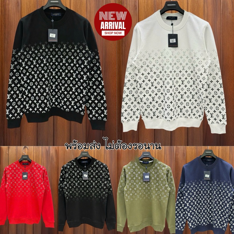 LV monogram long sleeve shirt เสื้อสเวตเชิ้ตแขนยาวคอกลม พิมพ์ลาย ผ้า cotton Hiend 1:1 พร้อมส่ง