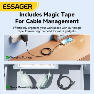 Essager C to C 240W 5A สายเคเบิลข้อมูล เหมาะสำหรับอุปกรณ์หลากหลายประเภท