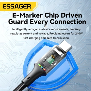 Essager C to C 240W 5A สายเคเบิลข้อมูล เหมาะสำหรับอุปกรณ์หลากหลายประเภท