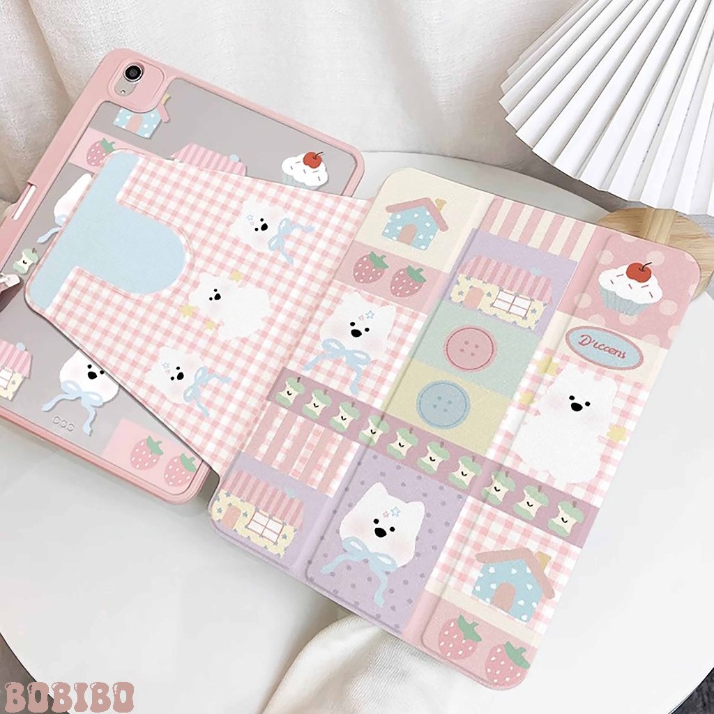 🪐24 ชั่วโมงเคส🪐case iPad Pro11 2024 Air6 Gen11 ที่ใส่ปากกา ลูกสุนัขบ้านลายสก๊อต เคสiPadหมุน 360°Air7