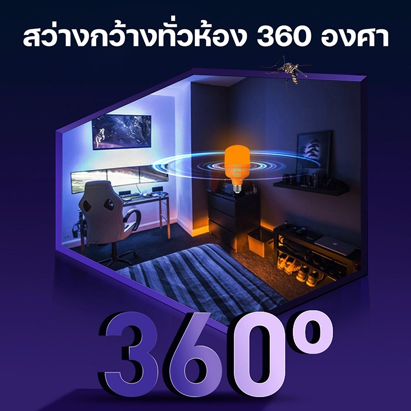 หลอดไฟ LED Anti-Mosquito ขั้วE27 45W 65W 85W 120W หลอดไล่ยุง แสงสีส้ม ไล่ยุง ไฟคอกวัว ใช้ไฟบ้าน 220vขั้ว ยากันยุงในฤดูฝน