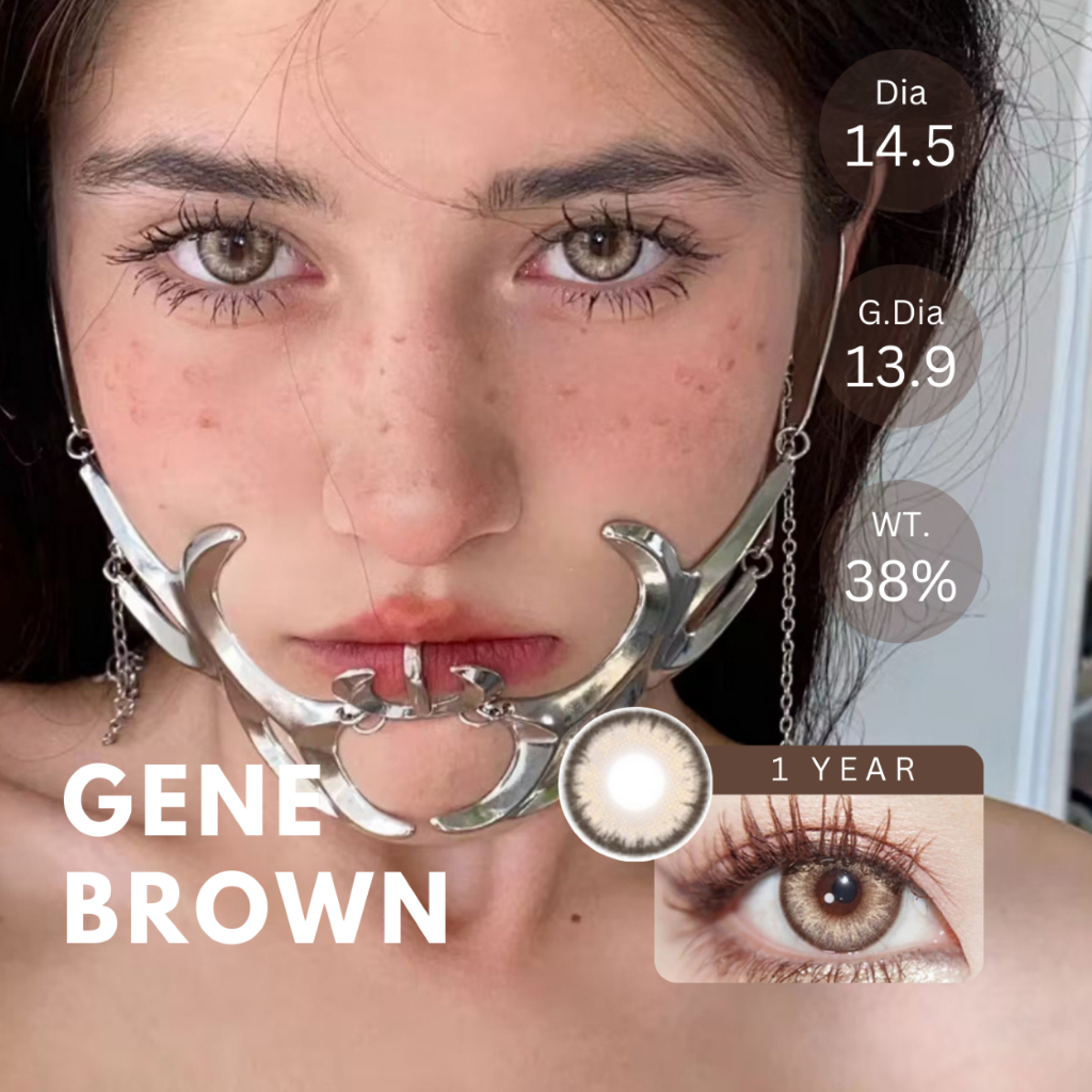 (ทักสอบถามสต็อกก่อนกดสั่ง) คอนแทคเลนส์ (รายปี) รุ่น Gene สี Brown | Dia 14.5 | 📦ค่าสายตา 0.00 จัดส่ง