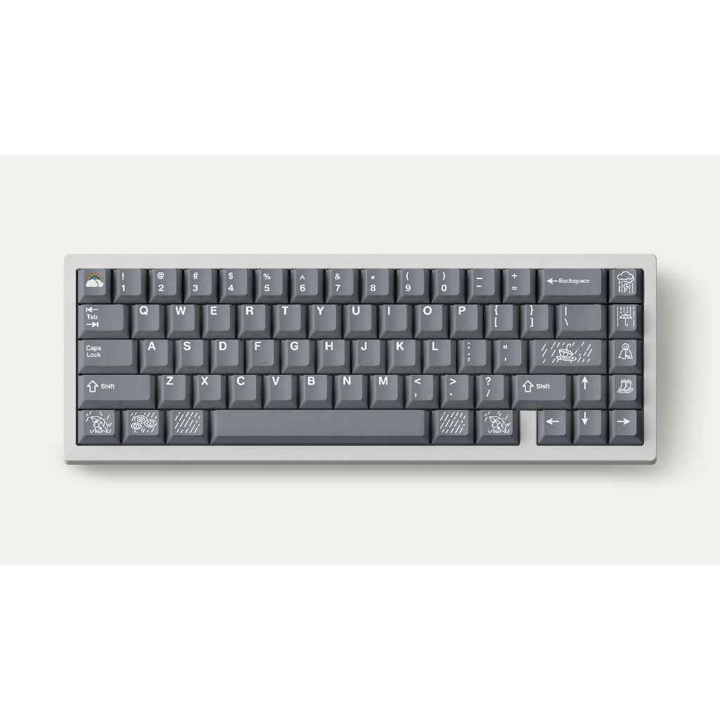 คีย์แคป FBB PBT dye sublimation Rain Grey White 185 keys Cherry Profile สำหรับ Mechanical Keyboard Keycap Keyset