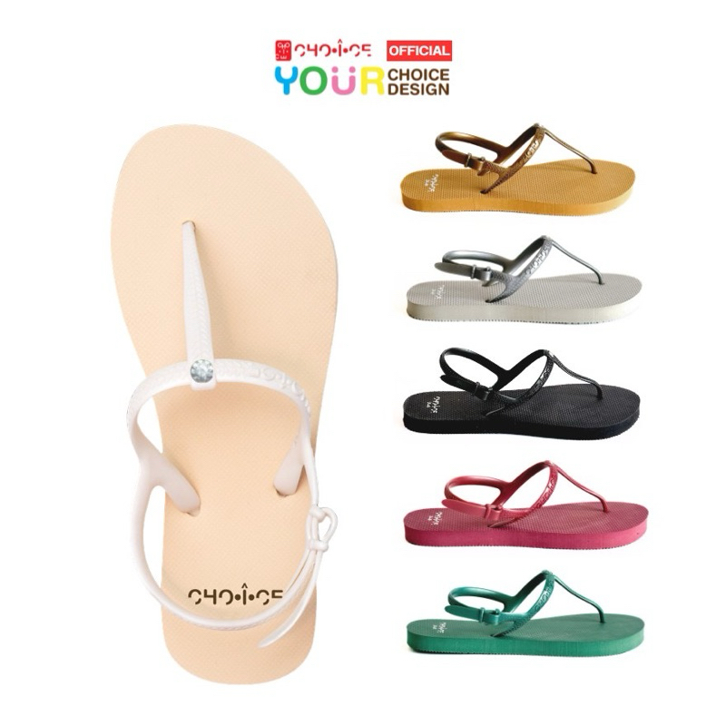 HOT🔥รองเท้าแตะรัดส้น CHO-I-CE ประดับเพชร💎ลุคคุณหนูเรียบหรูไฮโซ