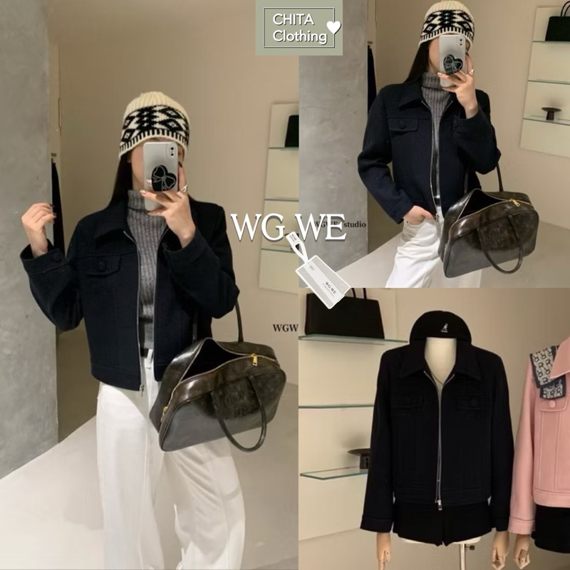2902# เสื้อคลุมแขนยาวคอปก งานซิปหน้า แต่งกระเป๋าหลอก มีฟองน้ำเสริมบ่า เนื้ิอผ้าดี ทรงสวย TAG:WG.WE