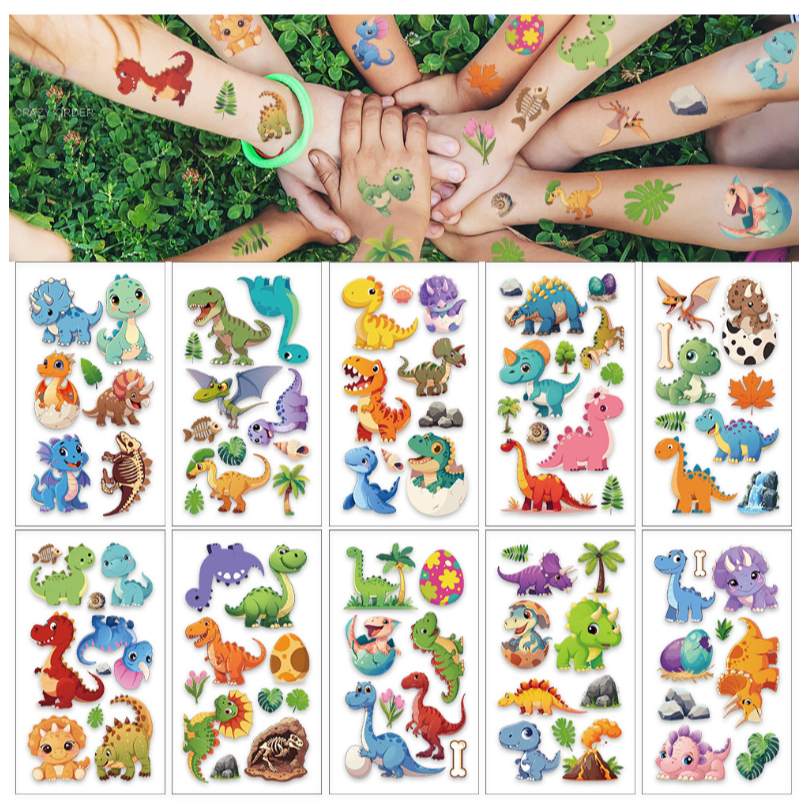 🦄 มีส่งด่วนในวัน พร้อมส่งจากกทม.🦖 Sticker Tattoo สำหรับเด็ก สีชัดกันน้ำ กันเหงื่อทุกแผ่นค่ะ - รูปที่ 6