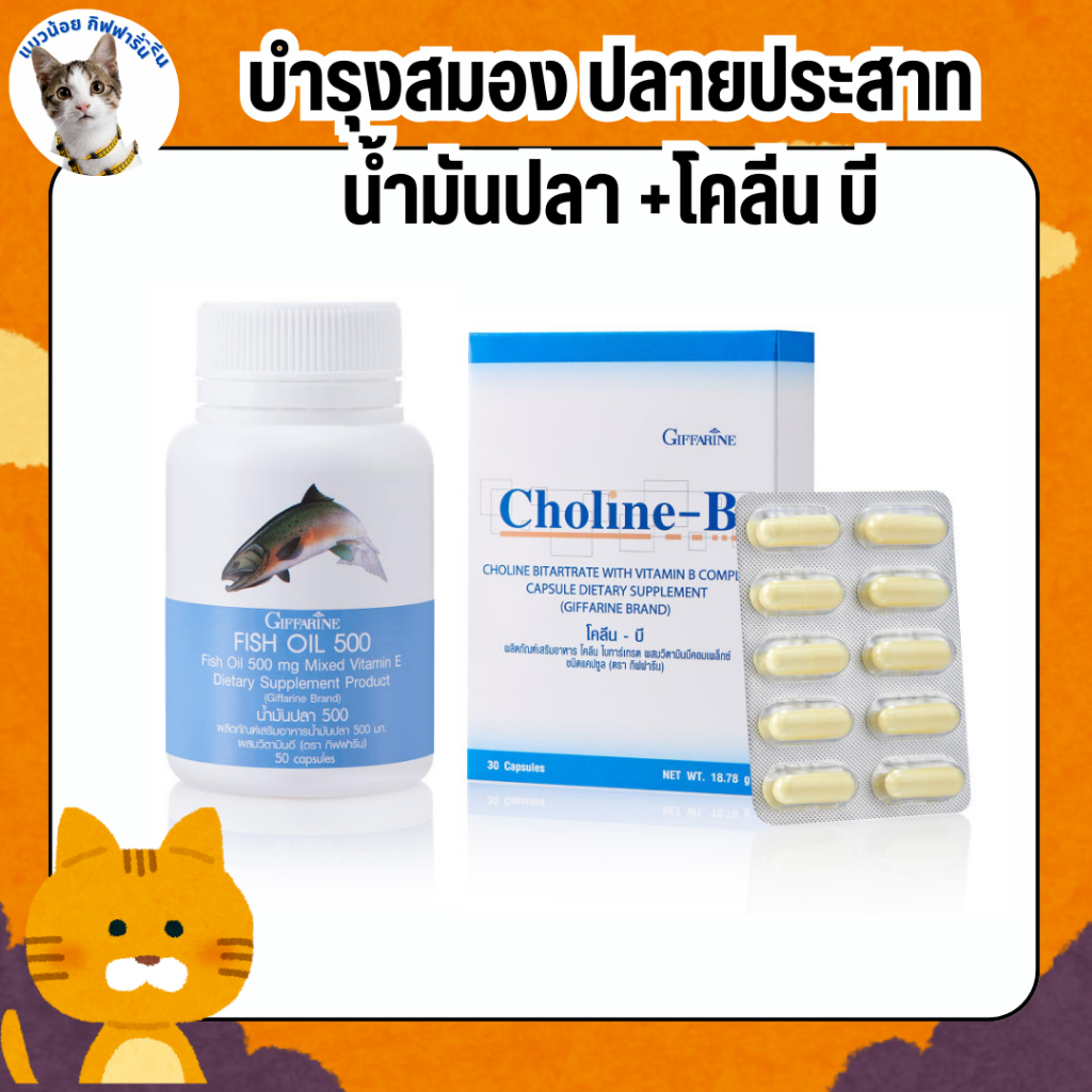 น้ำมันปลา โคลีนบี กิฟฟารีน GIFFARINE ( Fisn Oil 500 mg / Choline-B ) วิตามินบี วิตามินบำรุงสมอง
