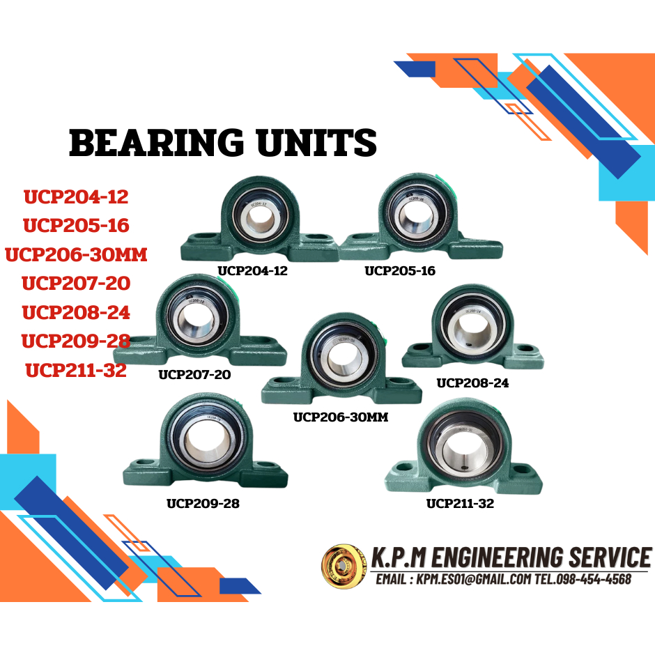 UCP 204-12 205-16 206-18 207-20 208-24 209-28 211-32 ตลับลูกปืนตุ๊กตา BEARING UNITS UC+P = UCP P204 P205 P206 P207