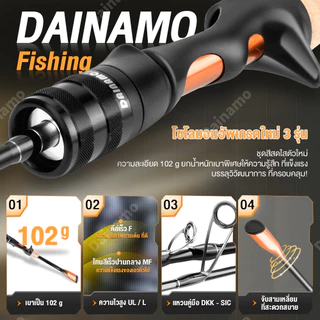 Dainamo 5.9 ฟุต 2-8 สปิน คันเบ็ดตกปลา คันสปินนิ่ง คันสปิน แคสติ้ง คันเบ็ด รอกเบส คัน เบส คันเบ็ดหยดน้ำ คันเบส สปินนิ่ง