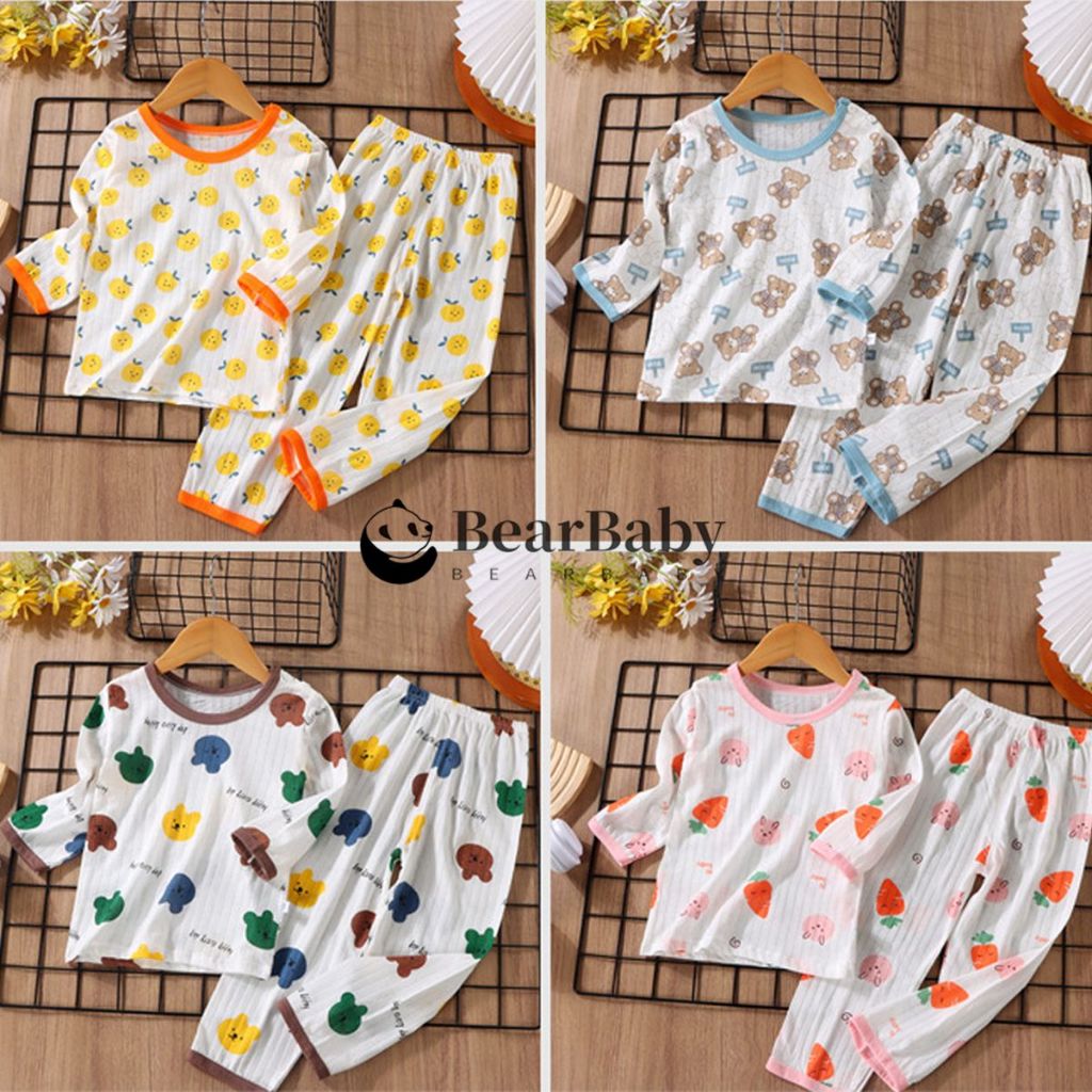 ชุดนอนเด็ก ชุดเด็ก คอกลม ลายน่ารัก ผ้าฝ้าย ระบายอากาสดี ใส่สบาย