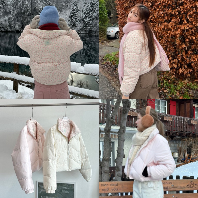 umore.made   2-sided Pudding down jacket ใส่ได้2ด้าน (ติดลบเอาอยู่) กันหิมะ หนา นุ่มอุ่น