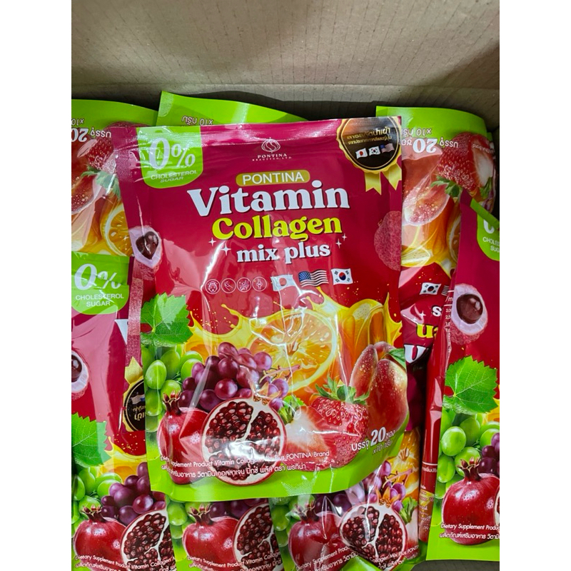 น้ำชงพรทิน่า คอลลาเจน Pontina Vitamin Collagen Mix Plus 20ซอง