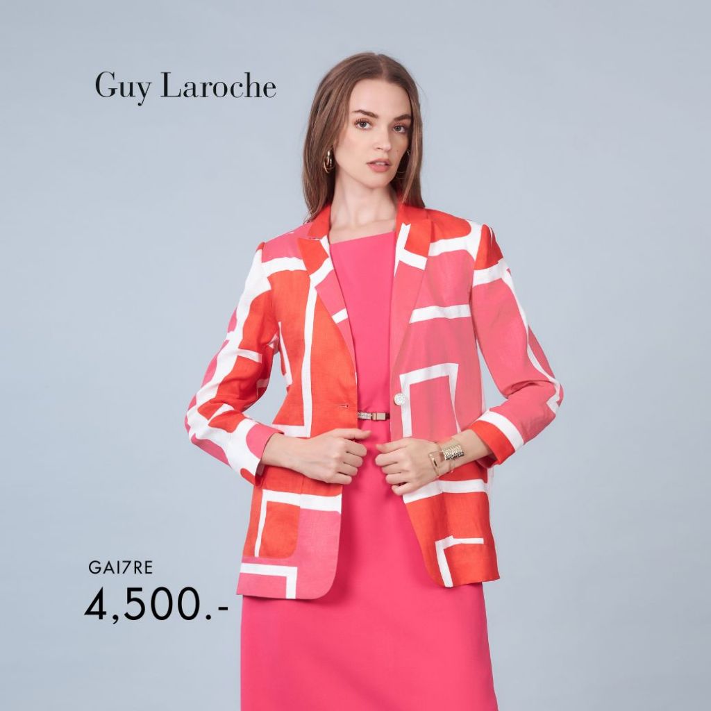 Guy Laroche เสื้อ โอเวอร์ไซส์ Light Linen Red Logo ทรงหลวม แดง GAI7RE