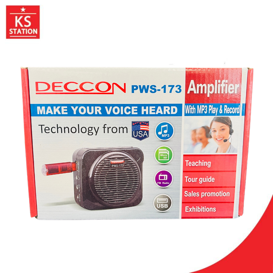 Deccon ลำโพงมินิคาดเอว พร้อมไมค์ลอย/อัดเสียงผ่านไมโครโฟน รุ่น PWS-173 สีดำ