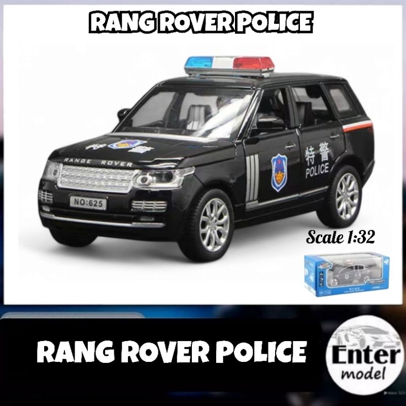 โมเดลรถตำรวจ RANG ROVER POLICE EDITION เหล็กอัลลอย เปิดไฟได้มีเสียงไซเรน ยาว15cm สเกล 1/32