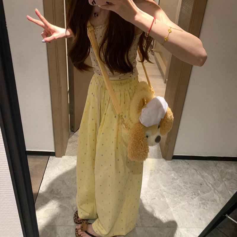 🧡กางเกงลำลอง กางเกงขายาว เชือกรูด จุดสีรุ้ง สีสวยอ่อนโยนมาก M-2XL| ส่งไวจากไทย - รูปที่ 2