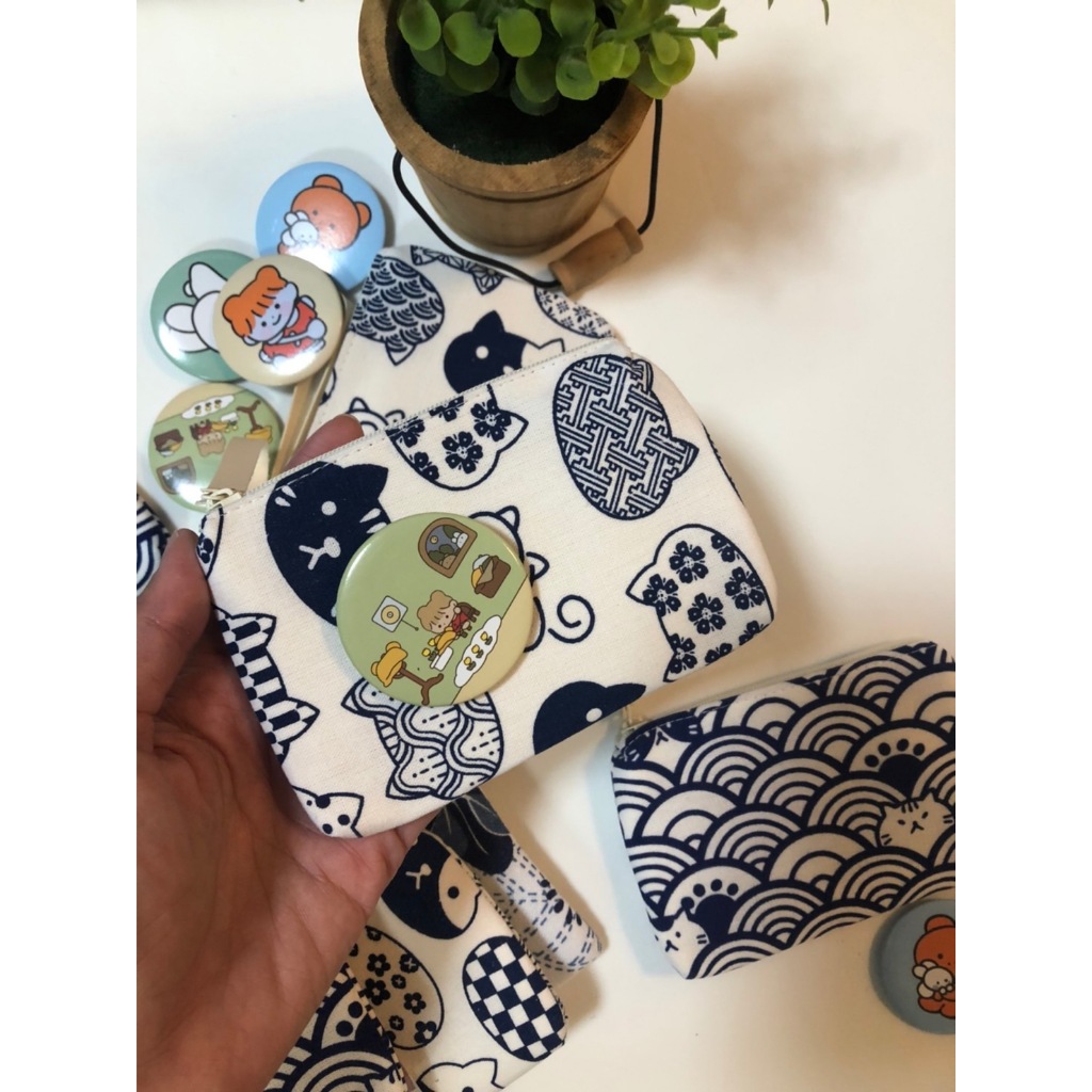 ส่งจากกทม  SETกระเป๋าผ้าฝ้ายลายแมวญี่ปุ่น ฟรีเข็มกลัดญี่ปุ่น พร้อมสายคาด - รูปที่ 5