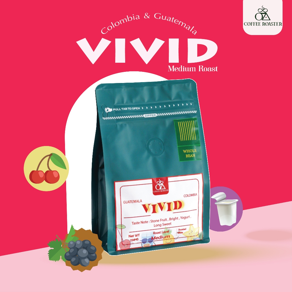 VIVID เมล็ดกาแฟ เบลน คั่วกลาง Oz Coffee Roaster Shop ขนาด 250 กรัม