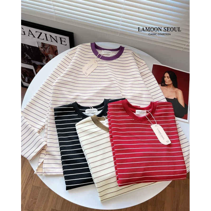 เสื้อแขนยาวริ้วMinimalผ้าริ้ว (อก42) Gi-ant Gi48 Clothing