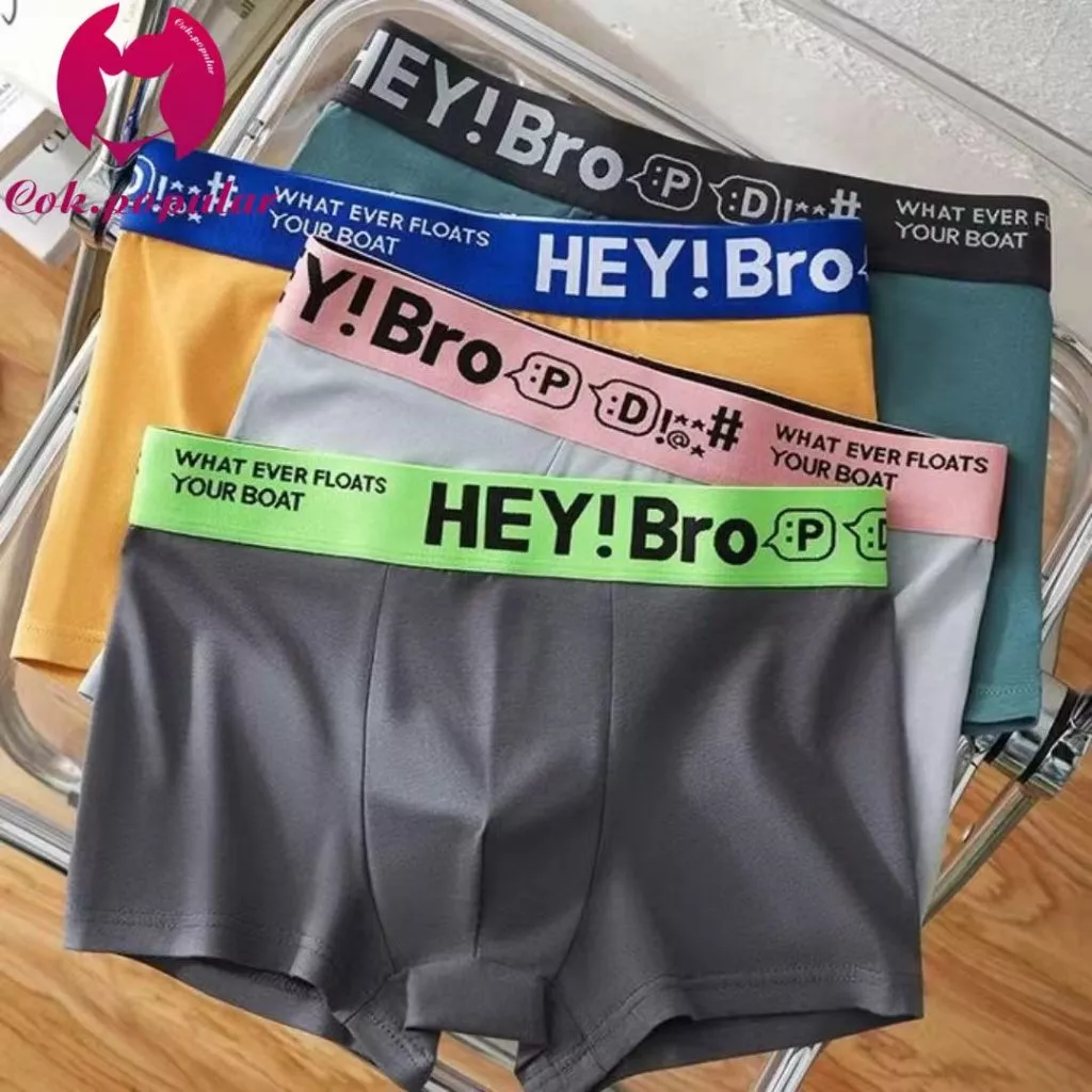 #400 กางเกงในผู้ชาย บ็อกเซอร์ Boxer เนื้อผ้านิ่ม ลาย Hey Bro 5 Size L-4XL 3202#