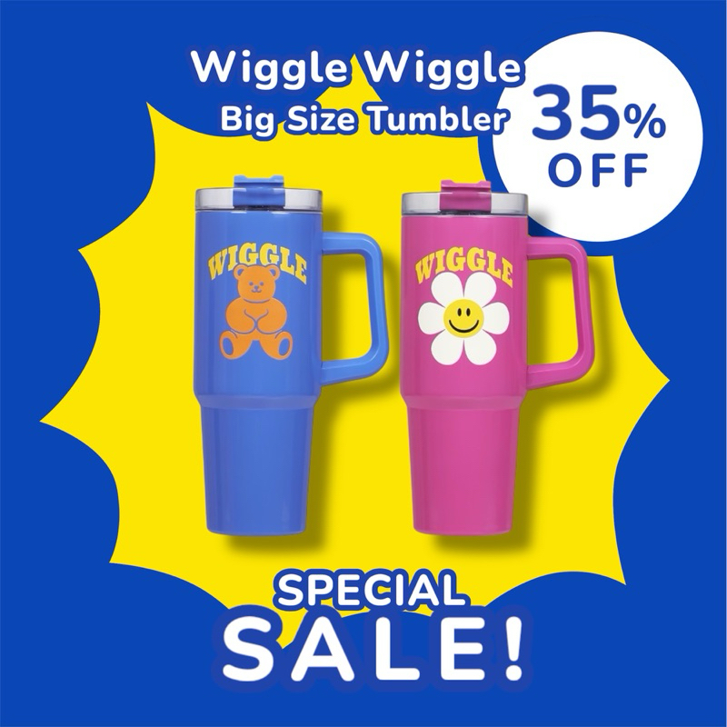 ✅ ขายดี Wiggle Wiggle Big Size Tumbler แก้วน้ำขนาดใหญ่ มีด้ามจับ เก็บความร้อนและความเย็น ขนาด 940ml
